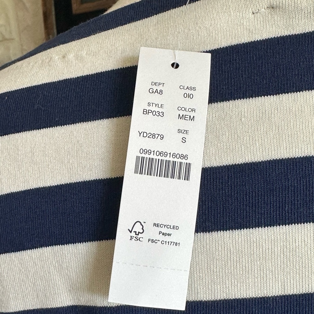 Classic Navy and White Striped Long Sleeve Top - Picture 3 of 4